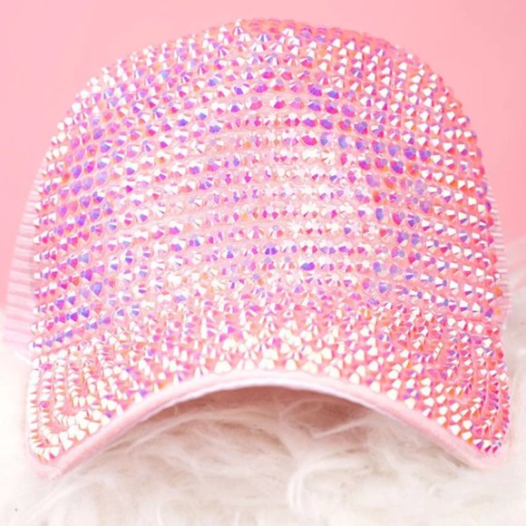 Accessories - Bling Rhinestone Hat Ballcap Pink